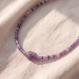 Ręcznie wykonany choker z koralików ametystu